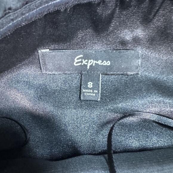 EXPRESS Black 95% Pure Silk Tube Strapless Babydoll Short Mini Dress Size 8 - Picture 5 of 7